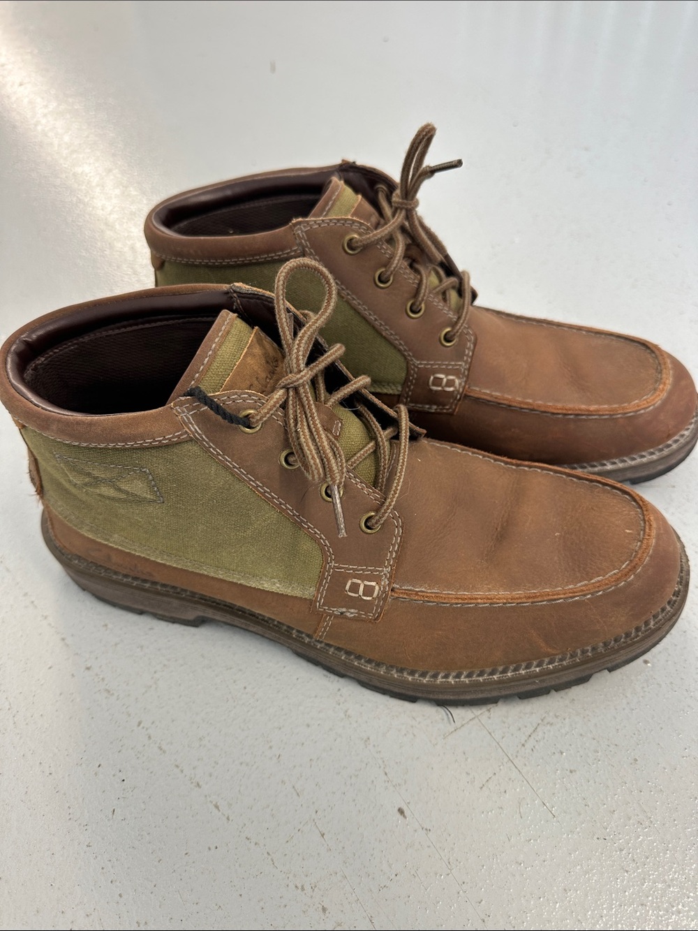 Clarks Brown and Olive Suede-Leather Chukka Boots